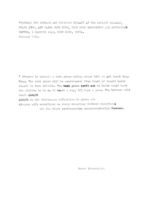Proposal for Always, Art Basel Hong Kong
